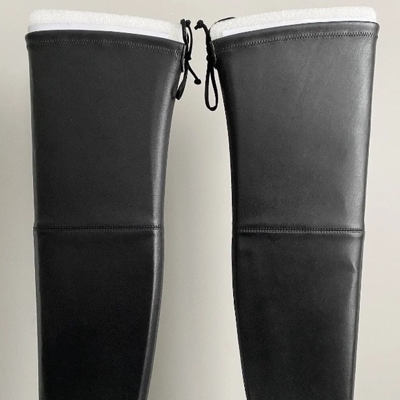 $895 Stuart Weitzman Genna 25 City Black Napa Leather Over The Knee Flat Boots 6 - Picture 3 of 16